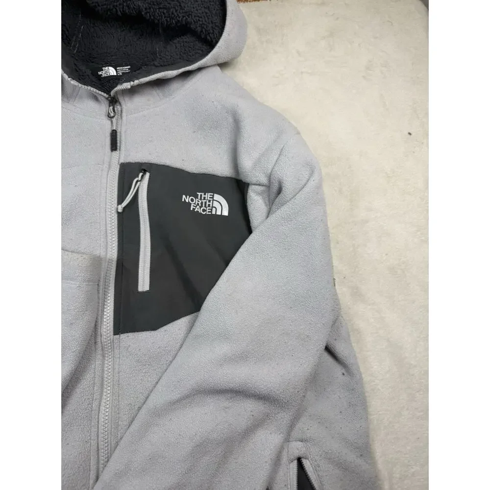 The North Face Men’s L Gray Sherpa Lined Full Zip Hooded Fleece Jacket
